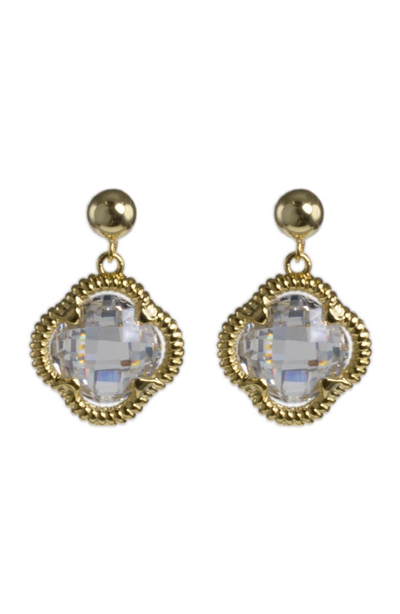 CZ by Kenneth Jay Lane Clover CZ Twisted Halo Earrings, Main, color, 