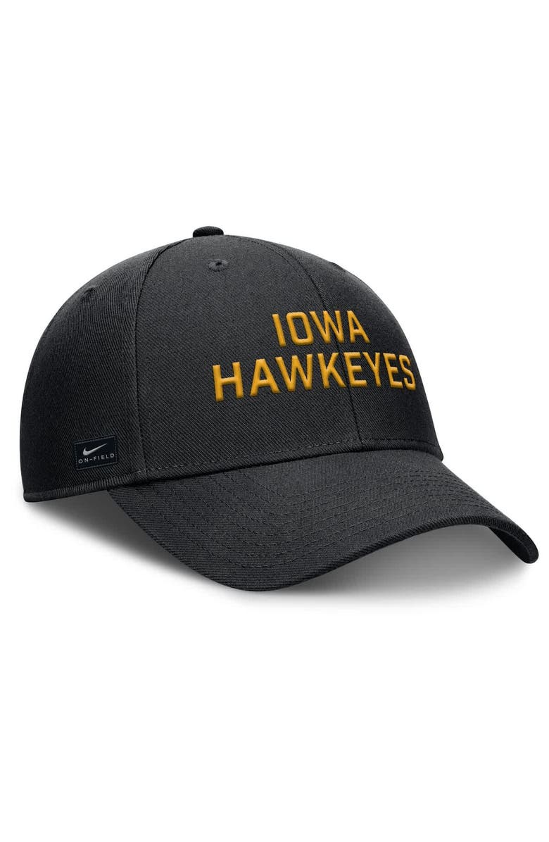 Nike Men's Nike Black Iowa Hawkeyes Rise Practice Adjustable Hat, Alternate, color, Black
