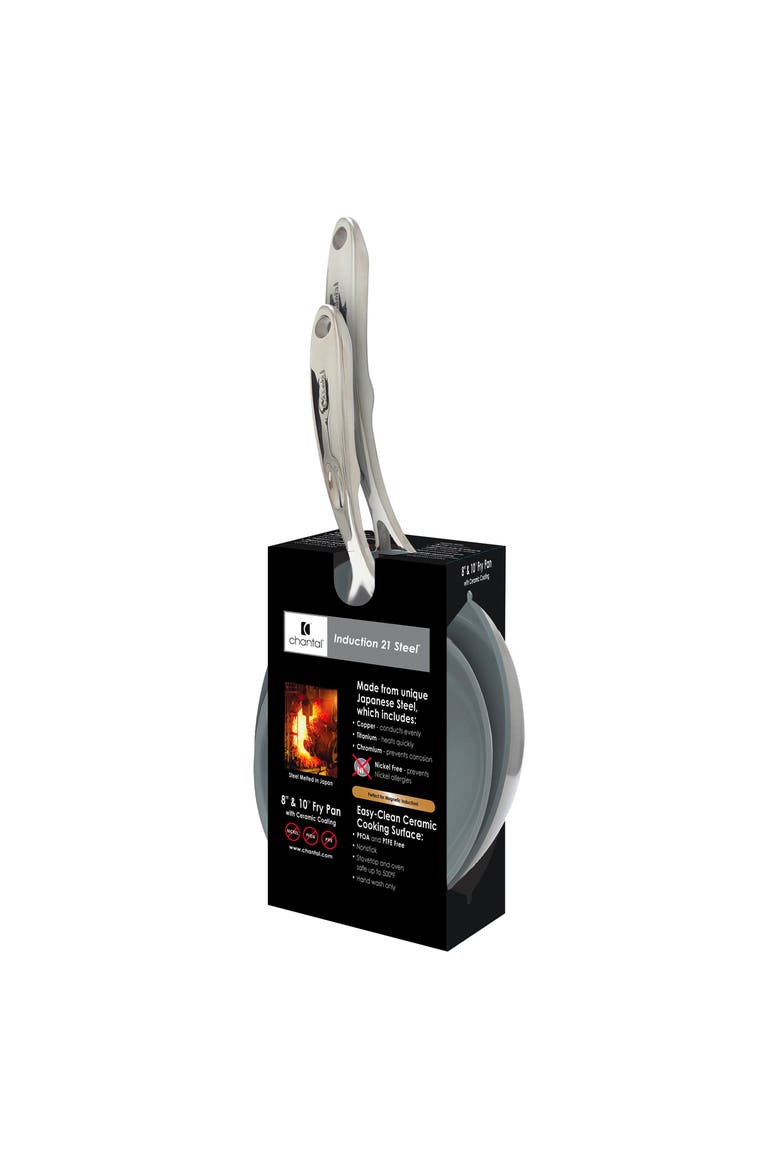 Induction 21 Ceramic Coated Fry Pan Set, 8-inch & 10-inch, Stainless, Alternate, color, Silver