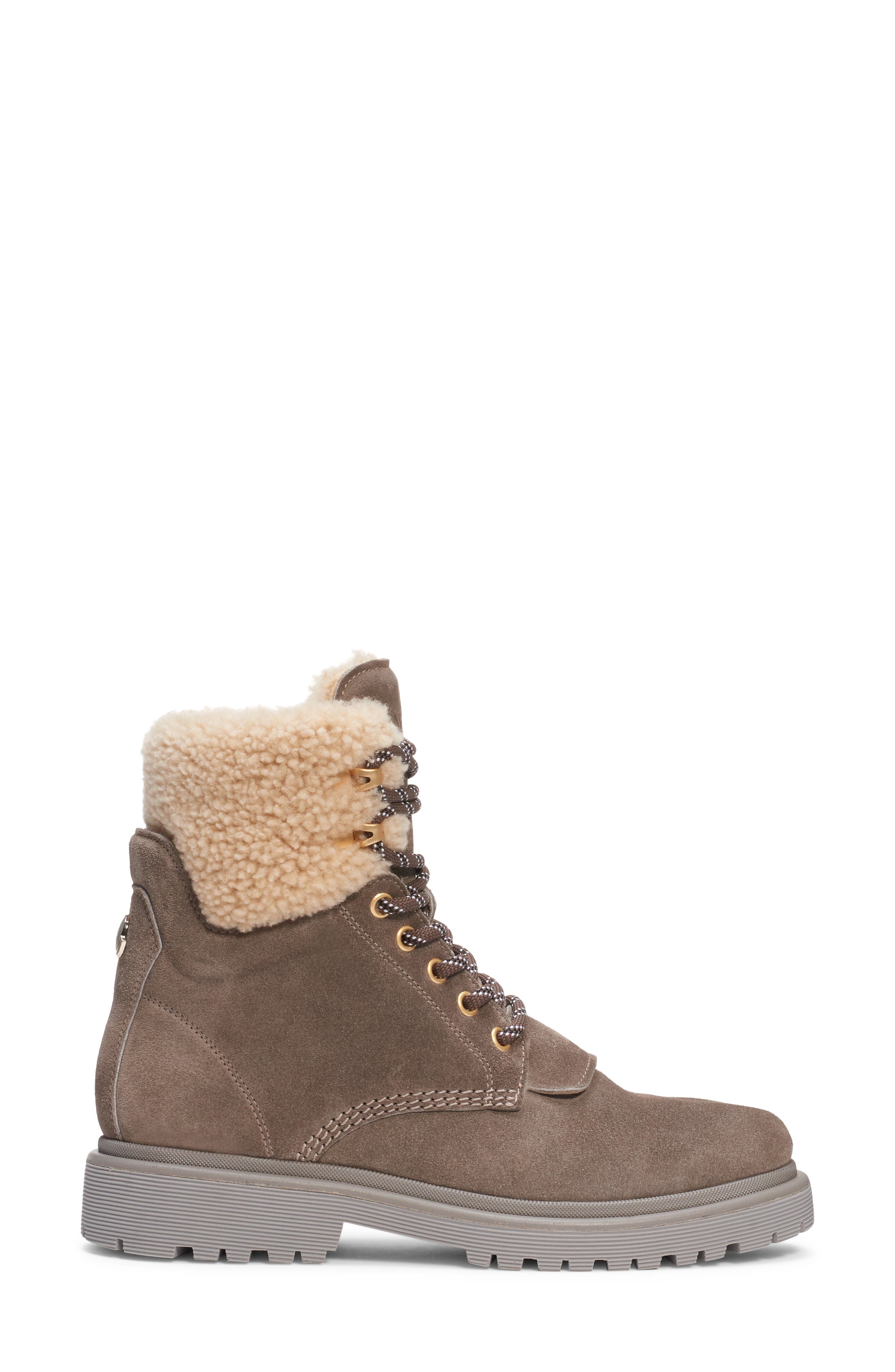 Moncler Patty Genuine Shearling Trim Boot, Alternate, color, 