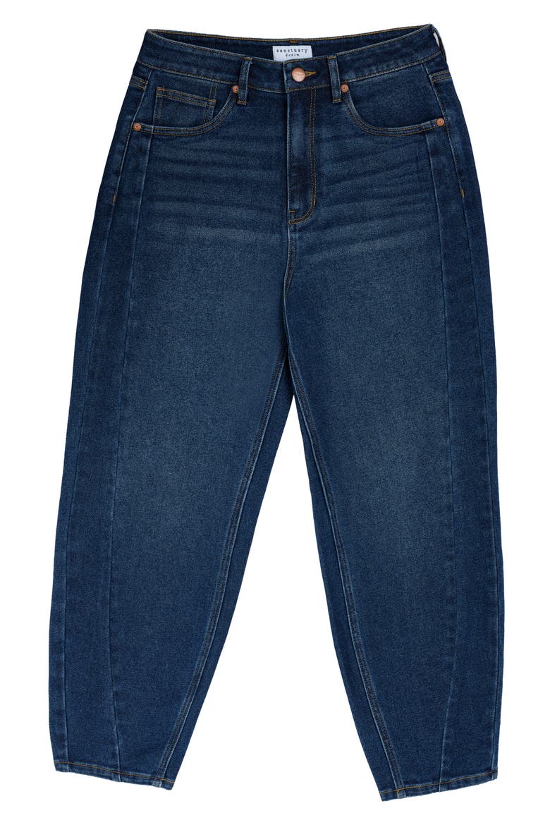 High Rise Soft Barrel Side Seam Detail Jeans, Alternate, color, DARK WASH