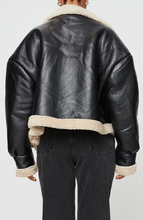Princess Polly Kimmons Faux Leather Jacket With Faux Shearling Trim