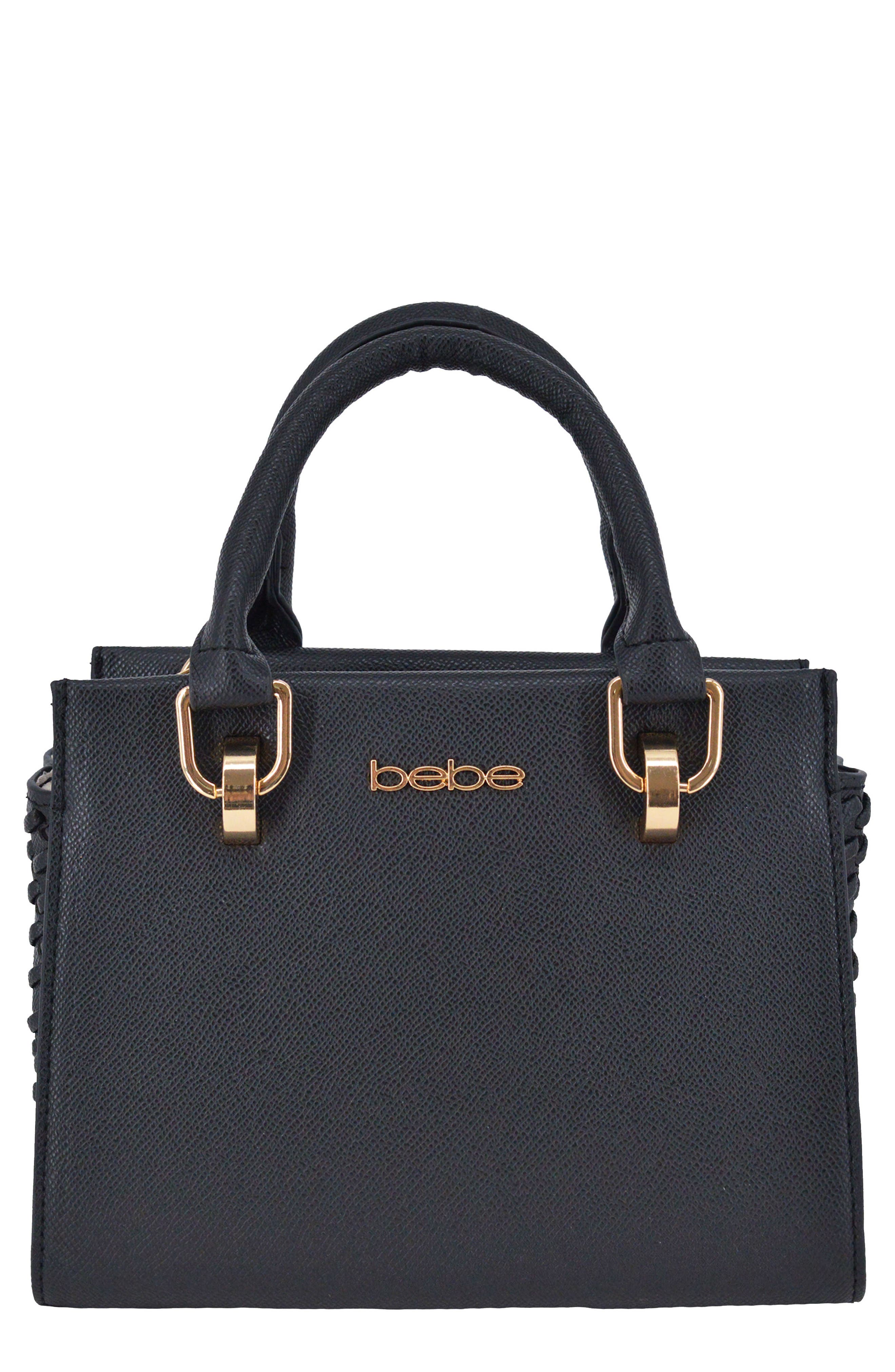 bebe Katriel Small Satchel, Main, color, Black
