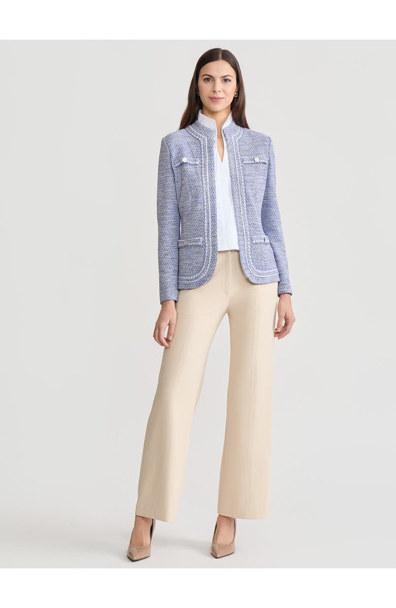 Misook Melange Tweed Knit Jacket, Alternate, color, Aegean Blue/Biscotti