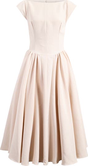 Debutante Open Back Satin Midi Dress