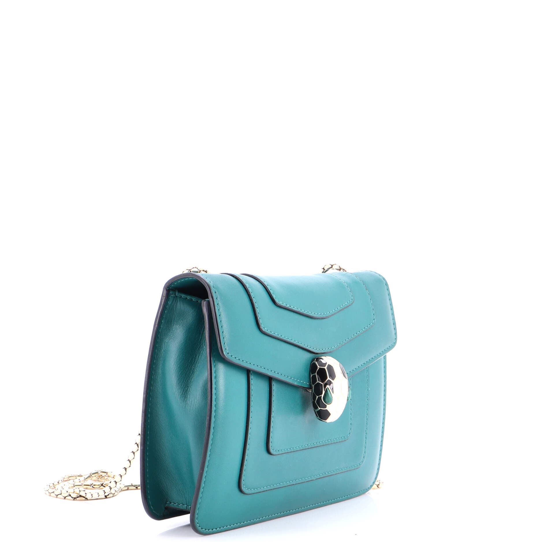 Serpenti Forever Square Shoulder Bag Leather Small, Alternate, color, Green