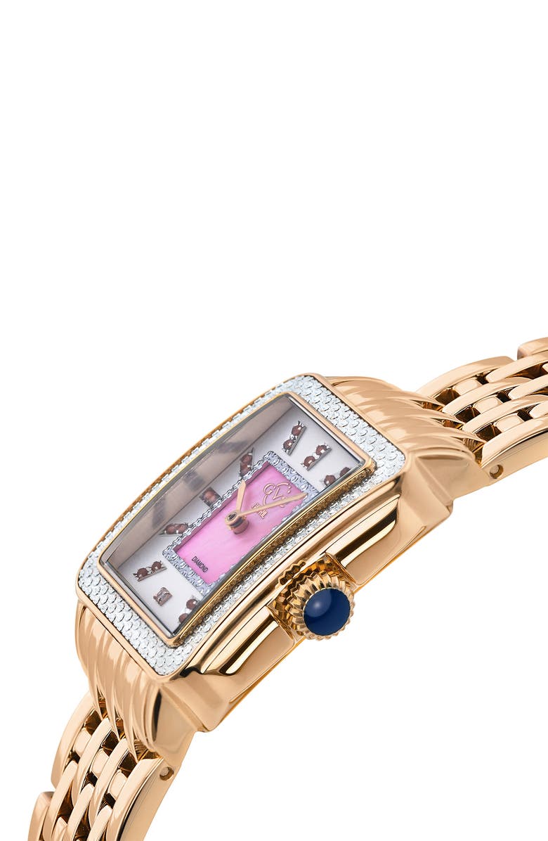 GV2 Women's Padova Limited Edition Swiss Quartz Gemstone & Diamond Accented Rectangle Watch, 27 mm x 30 mm - 0.0116 ctw, Alternate, color, Rose Gold