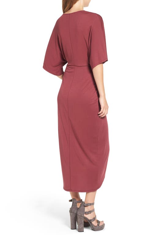 Astr The Label Wrap Front Kimono Midi Dress In Burgundy