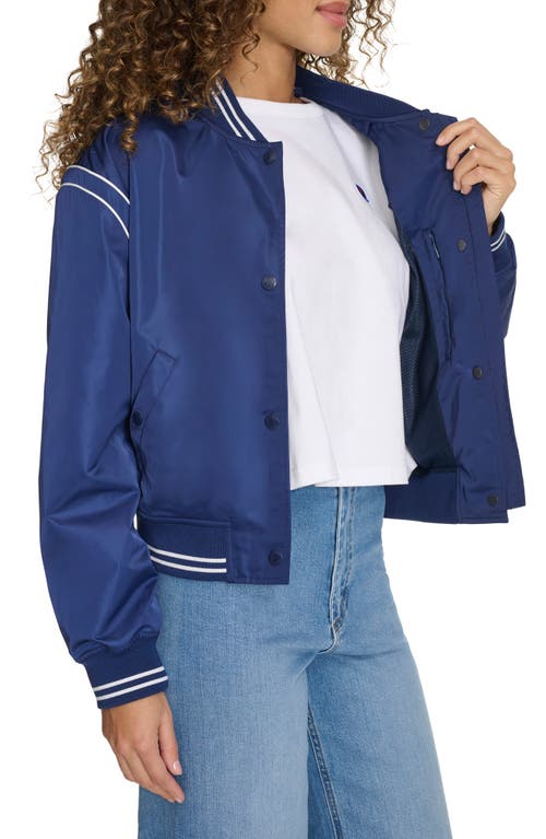 Champion Crop Varsity Jacket In Blue