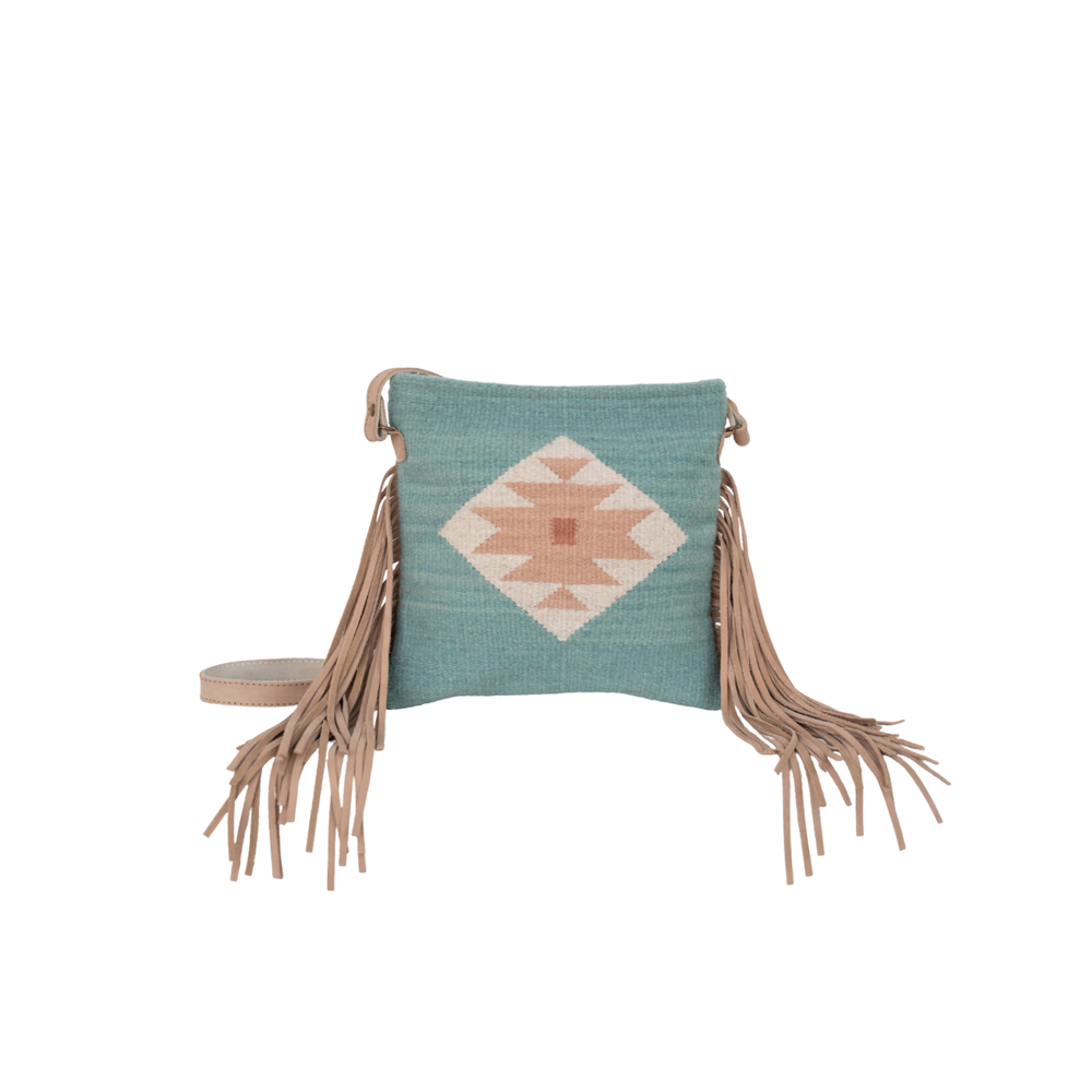 Flor de Cielo Fringe Crossbody, Main, color, Sky