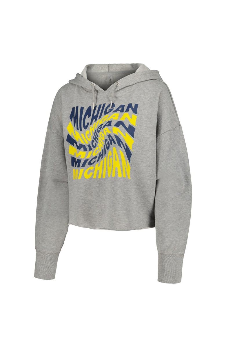 ZOOZATZ Women's ZooZatz Gray Michigan Wolverines Swirl Cropped Pullover Hoodie, Alternate, color, Gray
