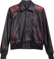 AMIRI Colorblock Staggered Logo Leather Jacket | Nordstrom