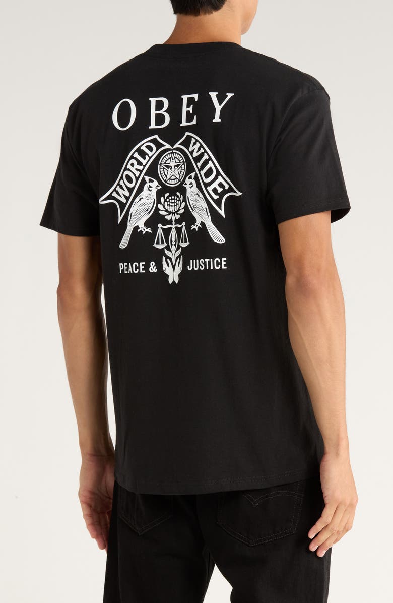 Obey Birds of Justice Cotton Graphic T-Shirt, Alternate, color, Black
