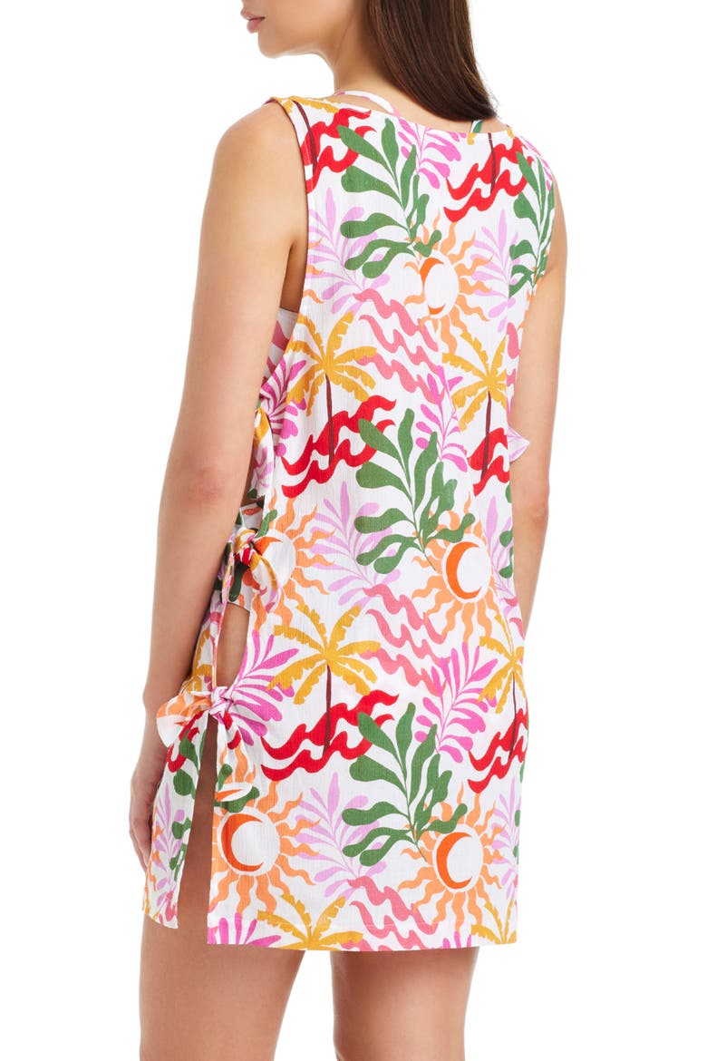 Side Tie Cover-Up Minidress, Alternate, color, WHITE MULTI