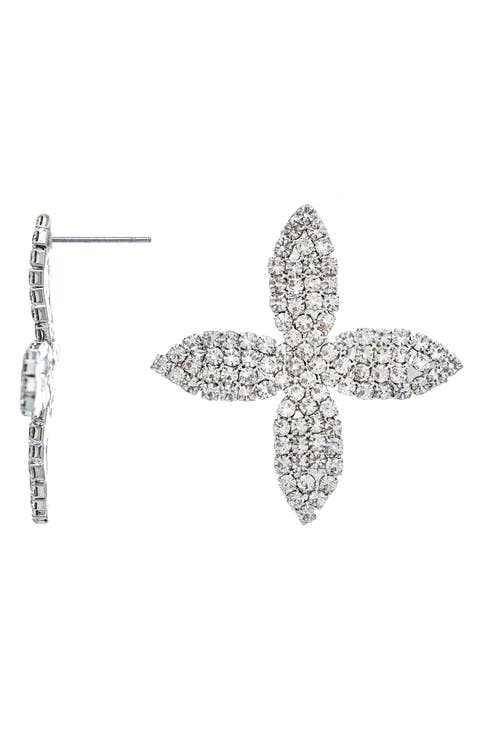 Floral Cubic Zirconia Stud Earrings