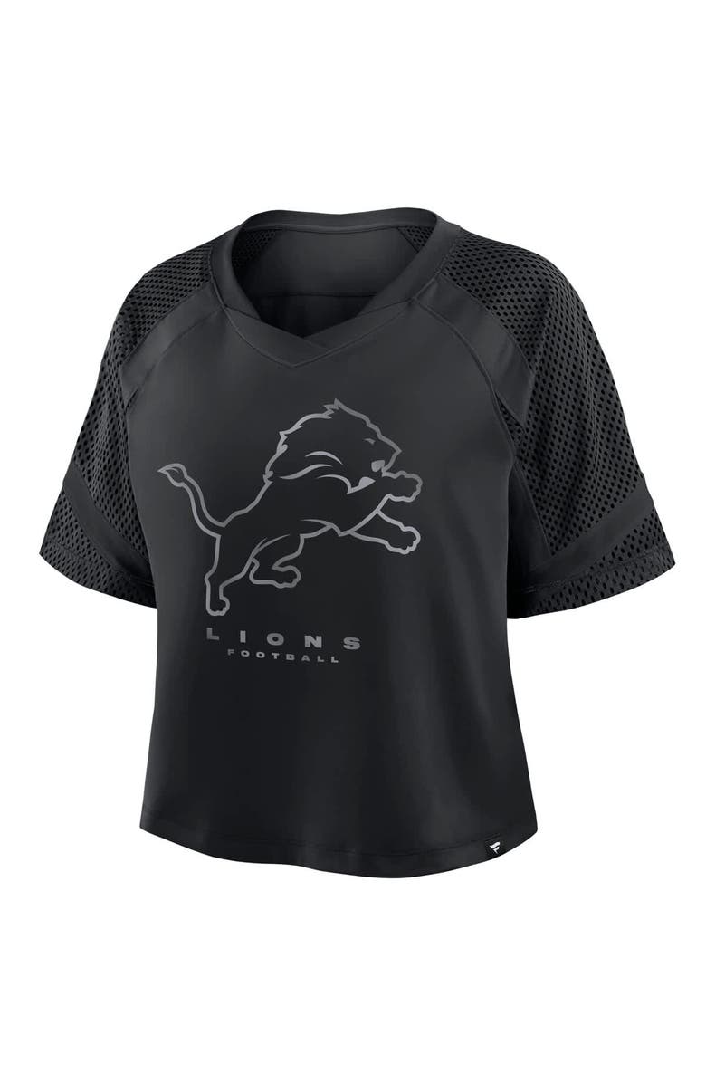 FANATICS Women's Fanatics Detroit Lions Oversized Raglan V-Neck Blackout Fashion Jersey, Alternate, color, Black