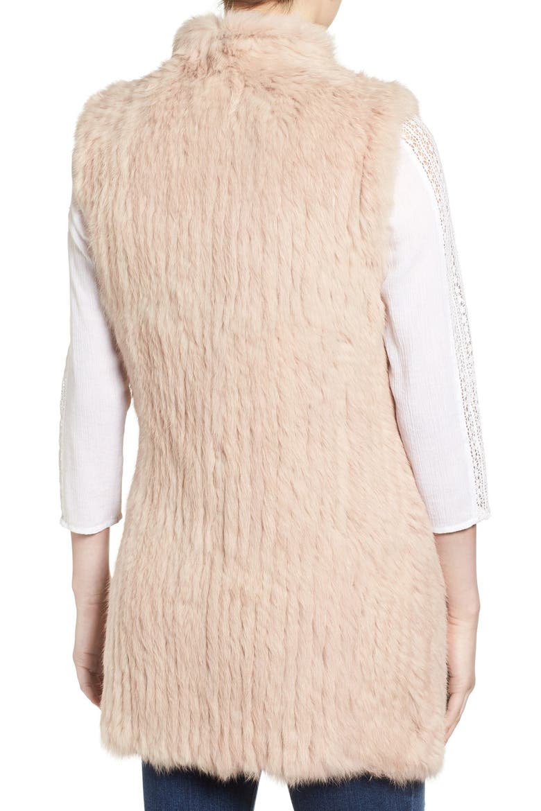 Long Genuine Rabbit Fur Vest, Alternate, color, BLUSH
