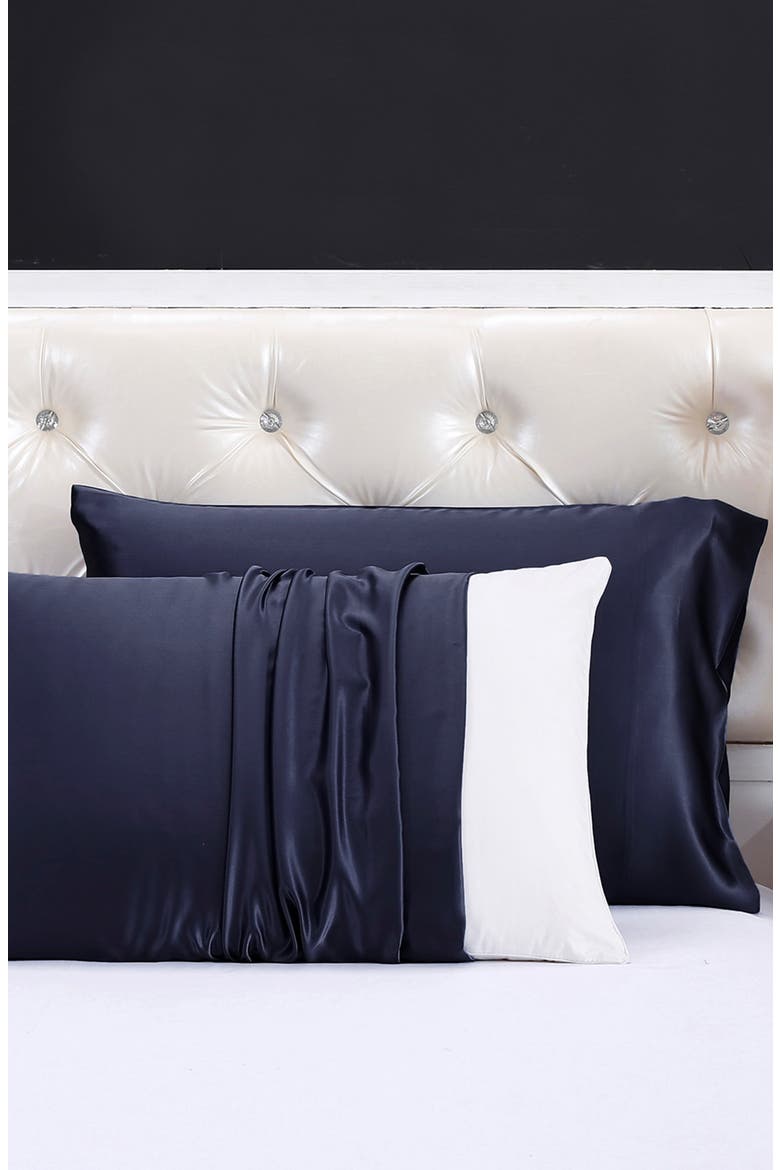 100% Silk Terse Envelope Pillowcase, Alternate, color, Navy Blue.