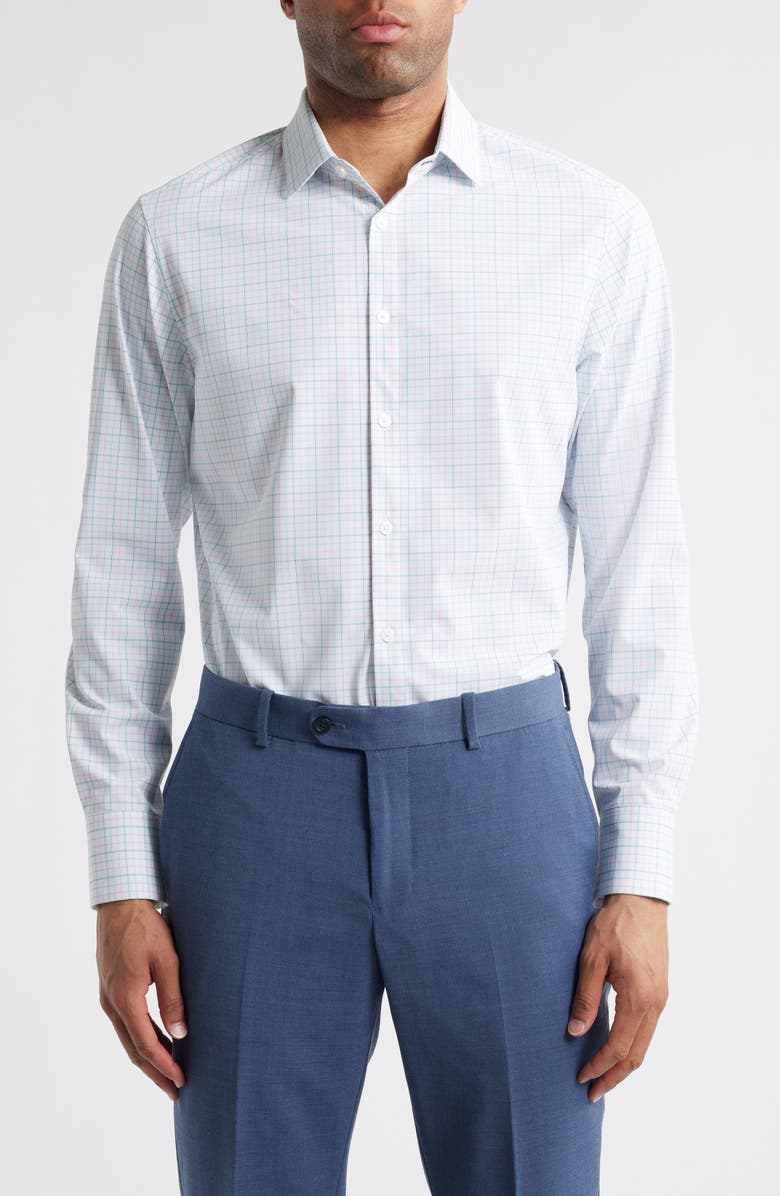 Mizzen+Main Leeward Trim Fit Check Button-Up Shirt, Main, color, White Cameron Plaid