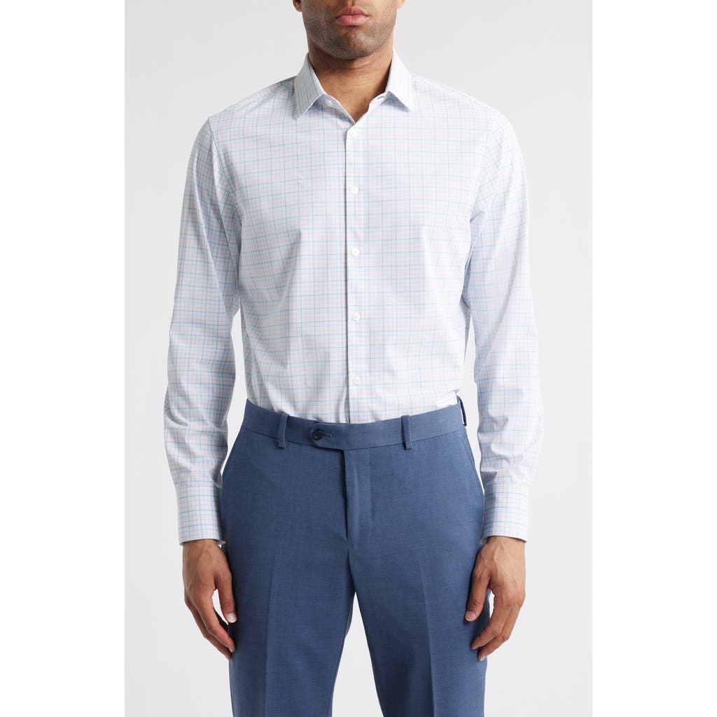 Mizzen + Main Mizzen+main Leeward Trim Fit Check Stretch Button-up Shirt In White Cameron Plaid