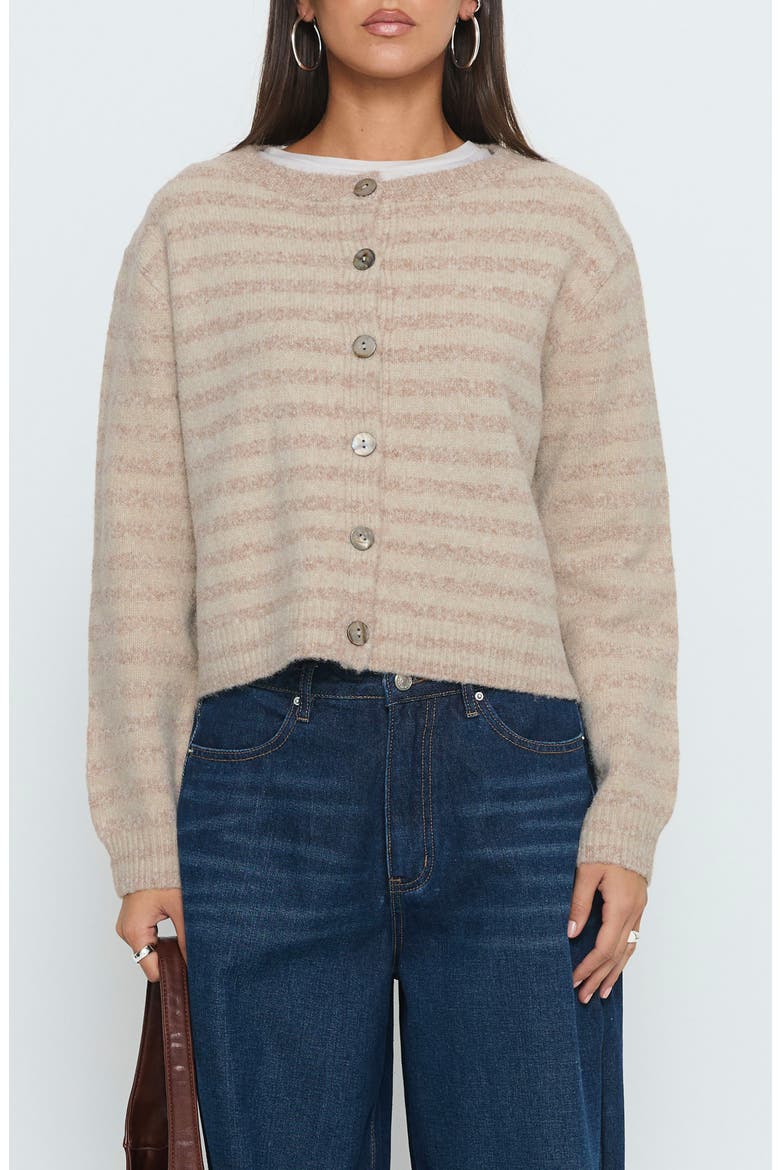Raynna Stripe Cardigan, Main, color, BEIGE STRIPE