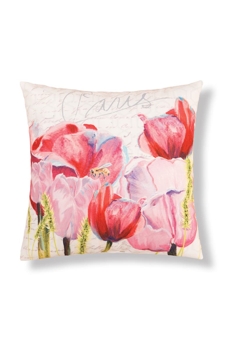 C&F Home Tulips Garden "Paris" Indoor/Outdoor Accent Pillow 18" x 18", Main, color, Pink