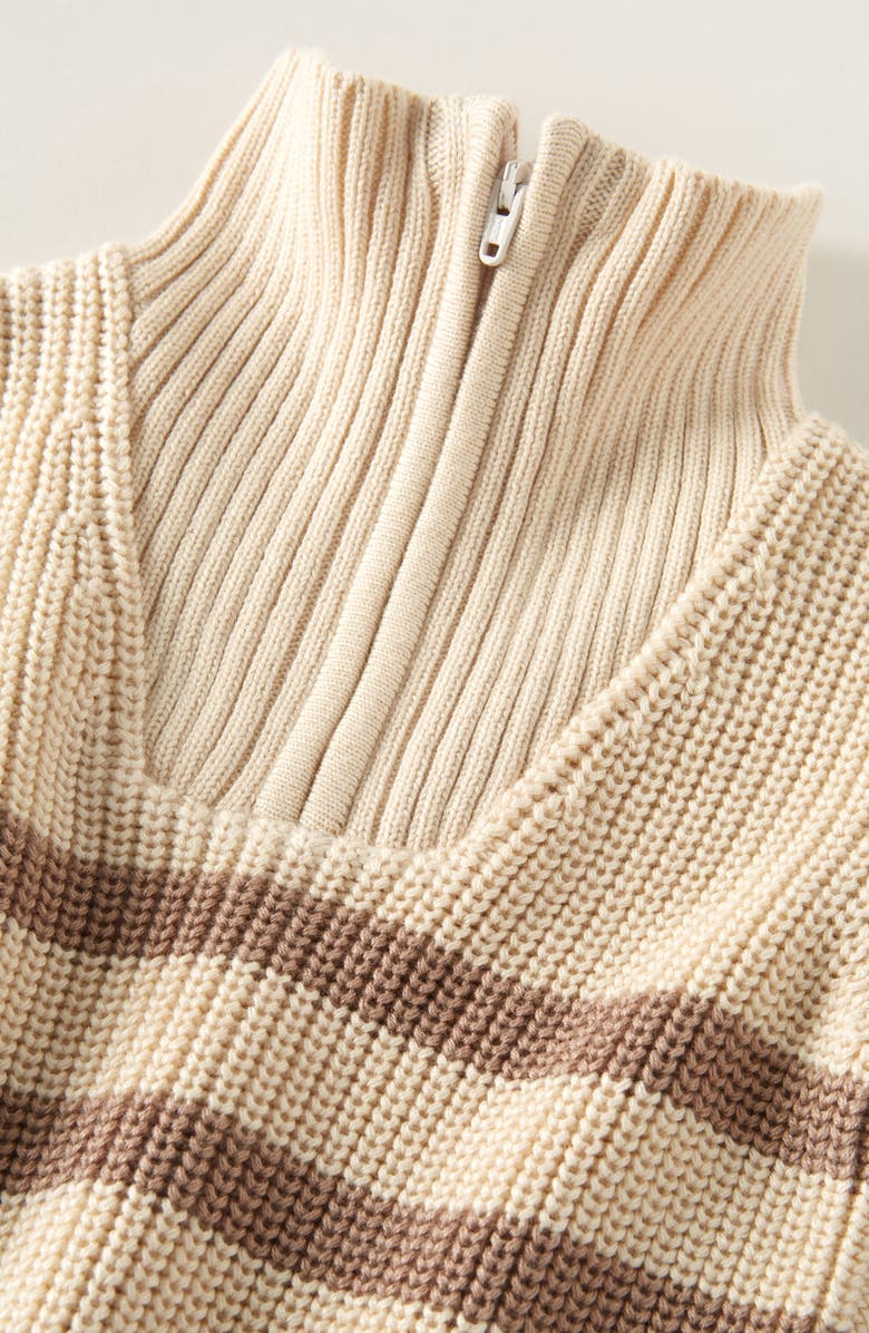 Nordstrom Stripe Quarter Zip Sweater & Joggers Set, Alternate, color, Brown Affogato - Beige Swan