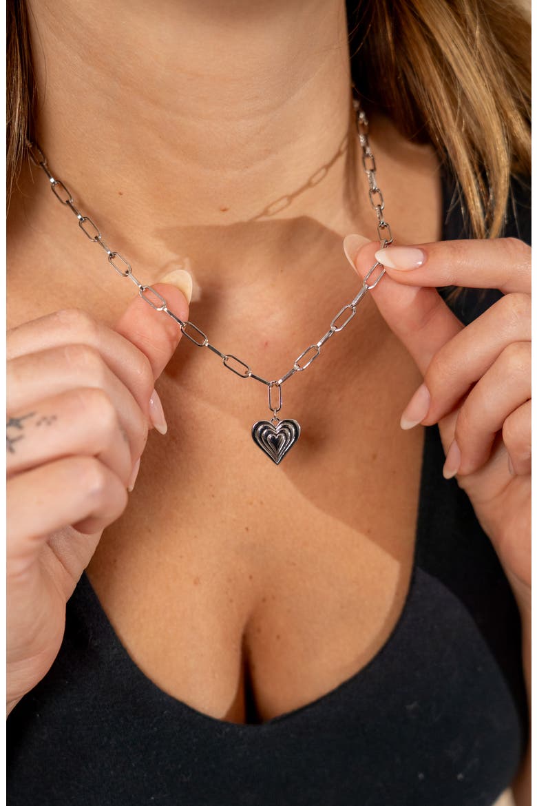 Beating Heart Pendant Necklace, Alternate, color, SILVER