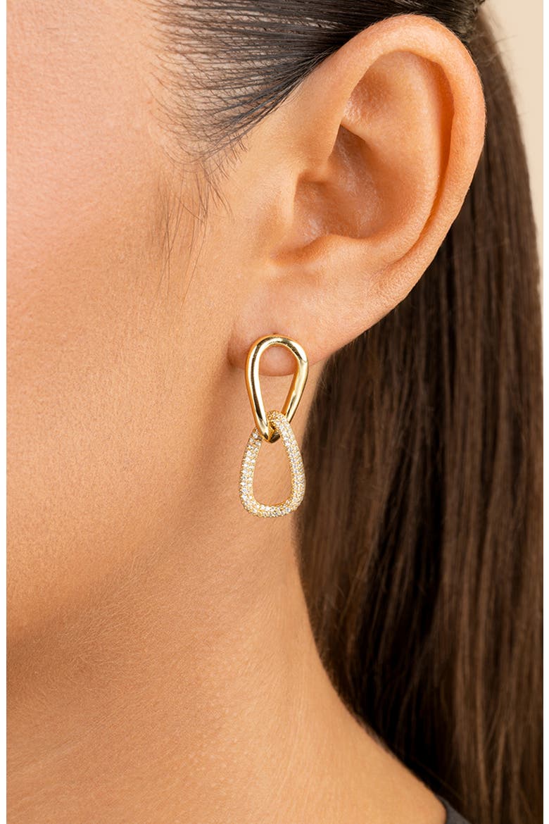 Taissa Cubic Zirconia Chain Drop Earrings, Alternate, color, GOLD