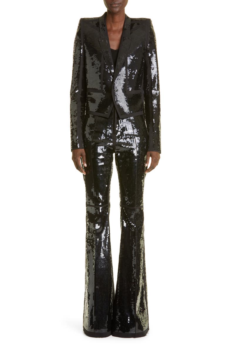 Sequin Embellished Crop Jacket, Alternate, color, BLACK