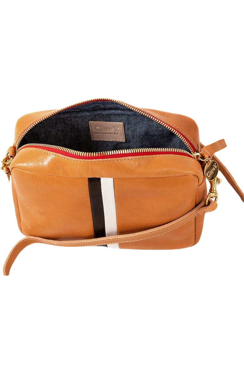 Clare V. Midi Sac Leather Crossbody Bag, Alternate, color, Rustic/ Black & Cream