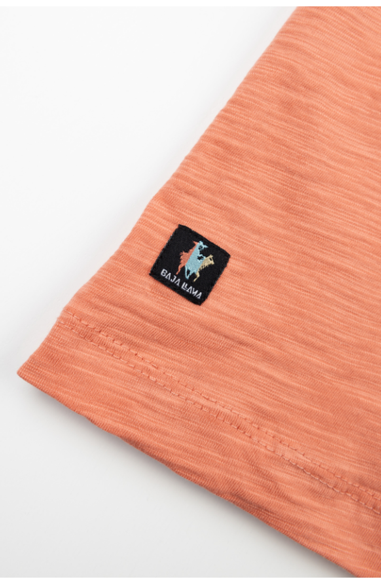 Baja Llama Cactus Hat - Slub Pima Pocket Tee, Alternate, color, Coral