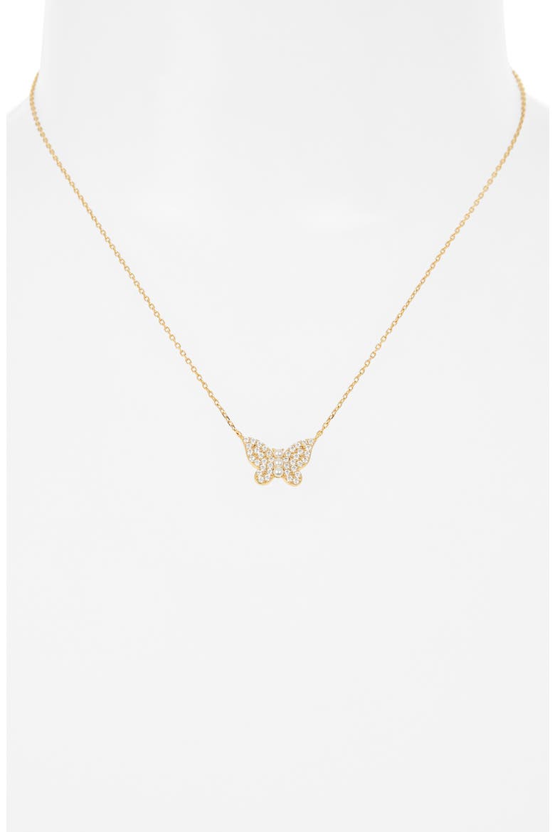 Faux Pearl & Pavé Butterfly Pendant Necklace, Alternate, color, GOLD