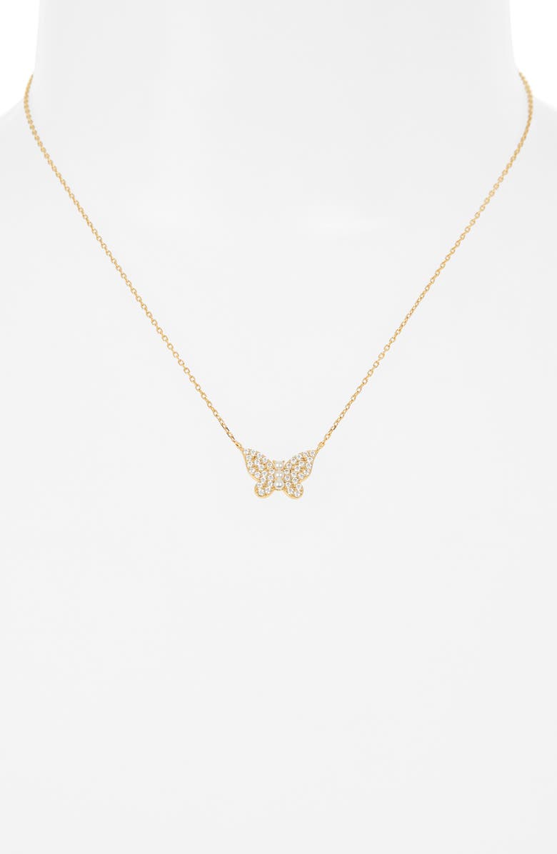 ARGENTO VIVO Faux Pearl & Pavé Butterfly Pendant Necklace, Alternate, color, Gold