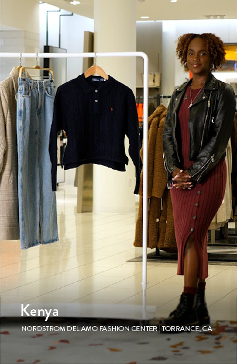 Wool & Cashmere Crop Cable Polo Sweater, sales video thumbnail