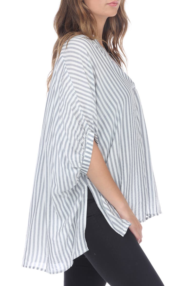 Striped High-Low Top, Alternate, color, BLUE
