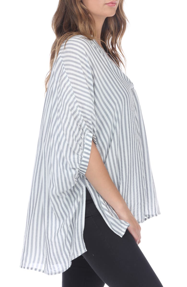 RAIN AND ROSE Striped High-Low Top, Alternate, color, Blue