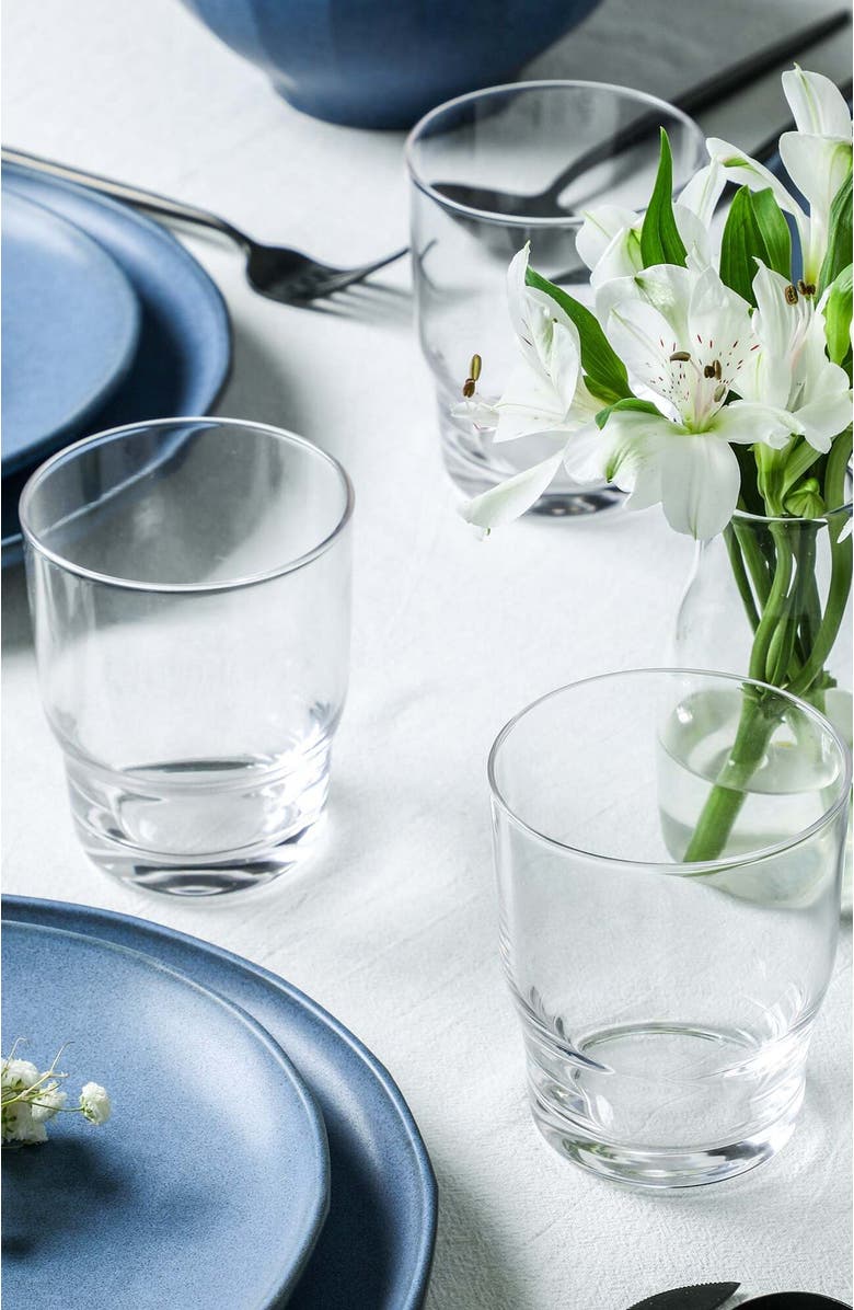 Stone Lain Rio Stoneware 16-Piece Dinnerware Set with Glasses, Alternate, color, Blue