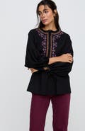 Raffya Anai Half Placket Embroidered Blouse