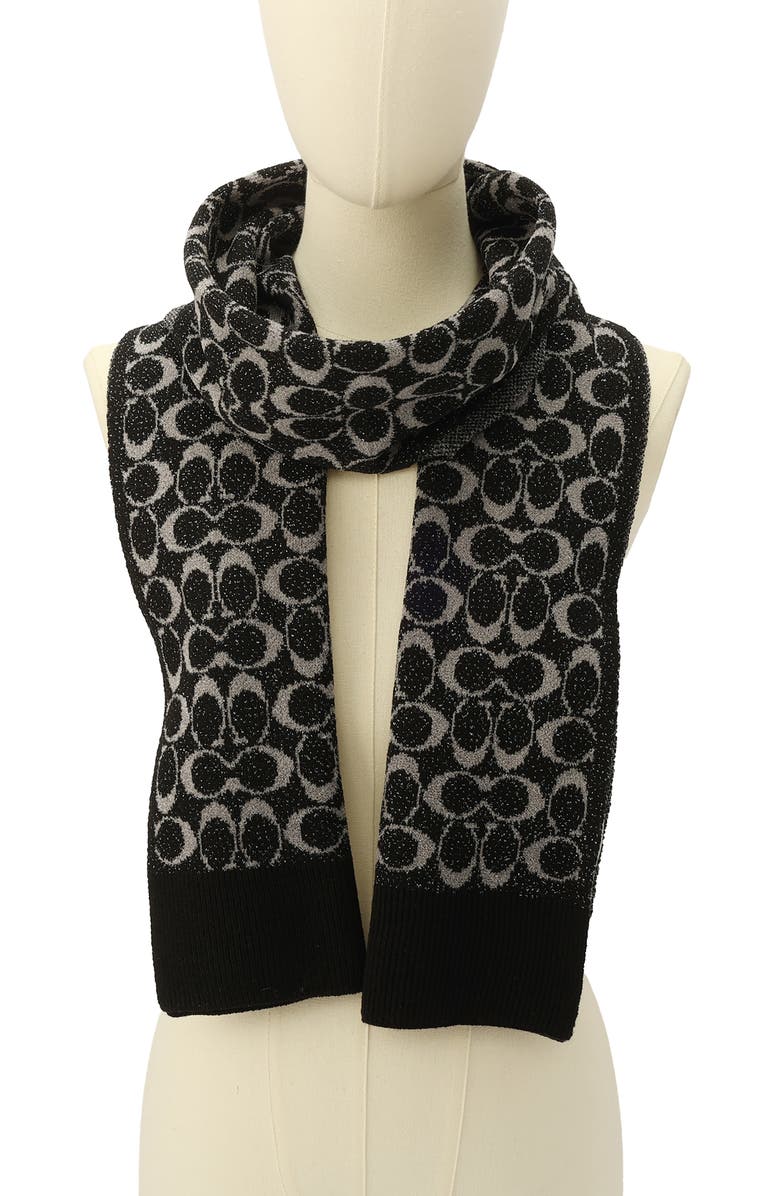 COACH Metallic Signature C Scarf, Main, color, Black