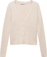 MANGO Metallic Rib Cardigan