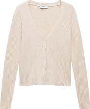 MANGO Metallic Rib Cardigan