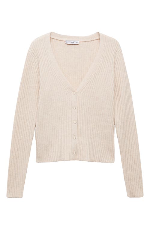 Shop Mango Metallic Rib Cardigan In Light/pastel Grey