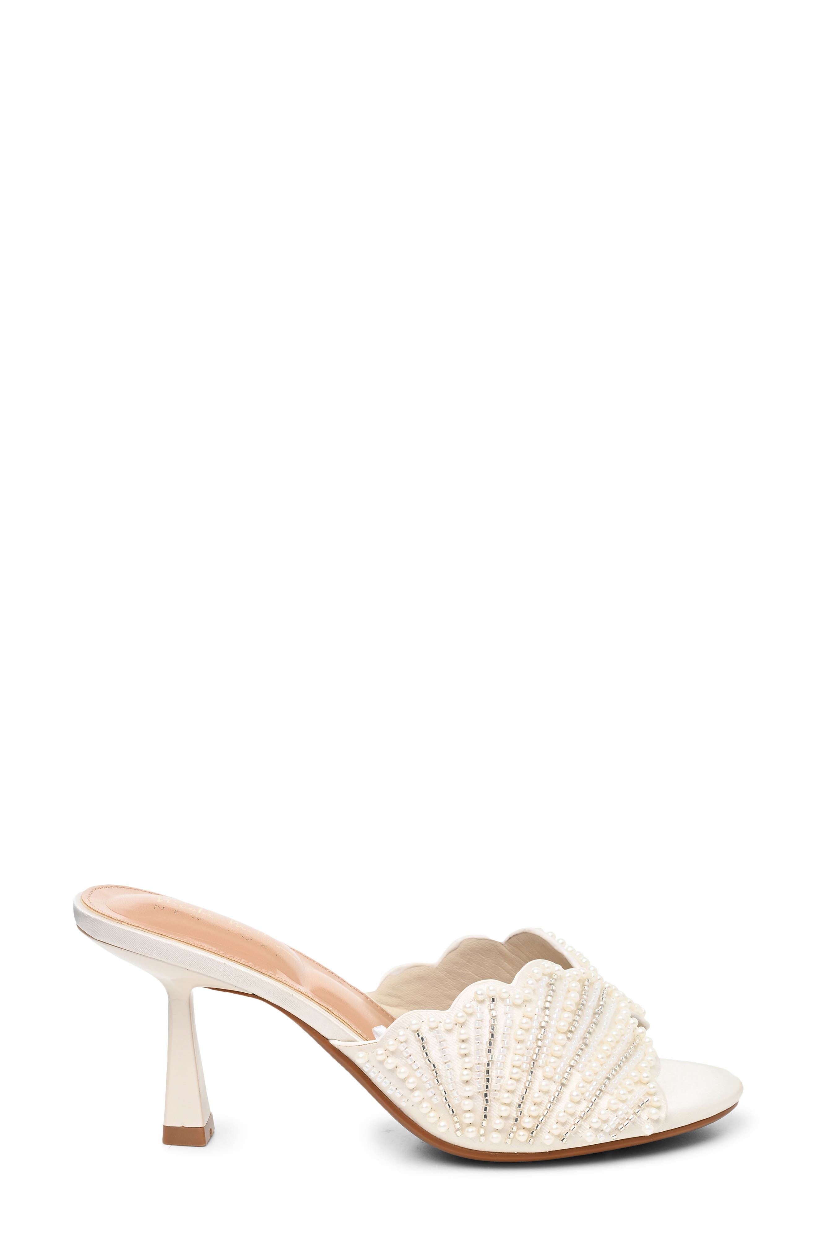 Zoda Faux Pearl Sandal, Alternate, color, BONE