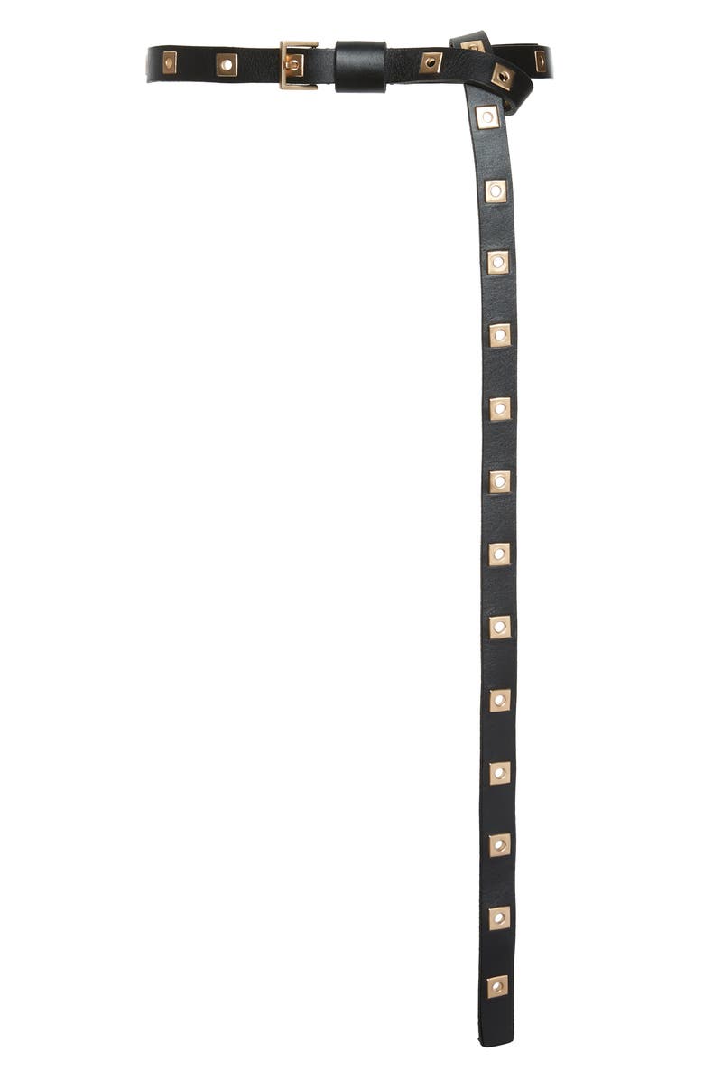 AllSaints Square Buckle Double Wrap Leather Belt, Main, color, 