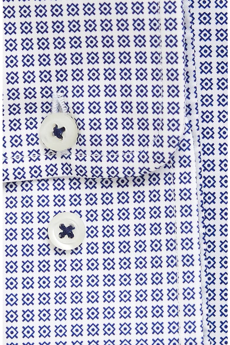 Fusion Performance Geo Print Stretch Dress Shirt, Alternate, color, WHITE/ NAVY