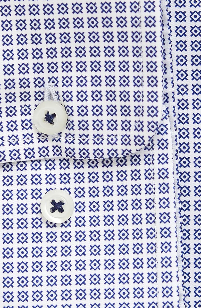 David Donahue Fusion Performance Geo Print Stretch Dress Shirt, Alternate, color,