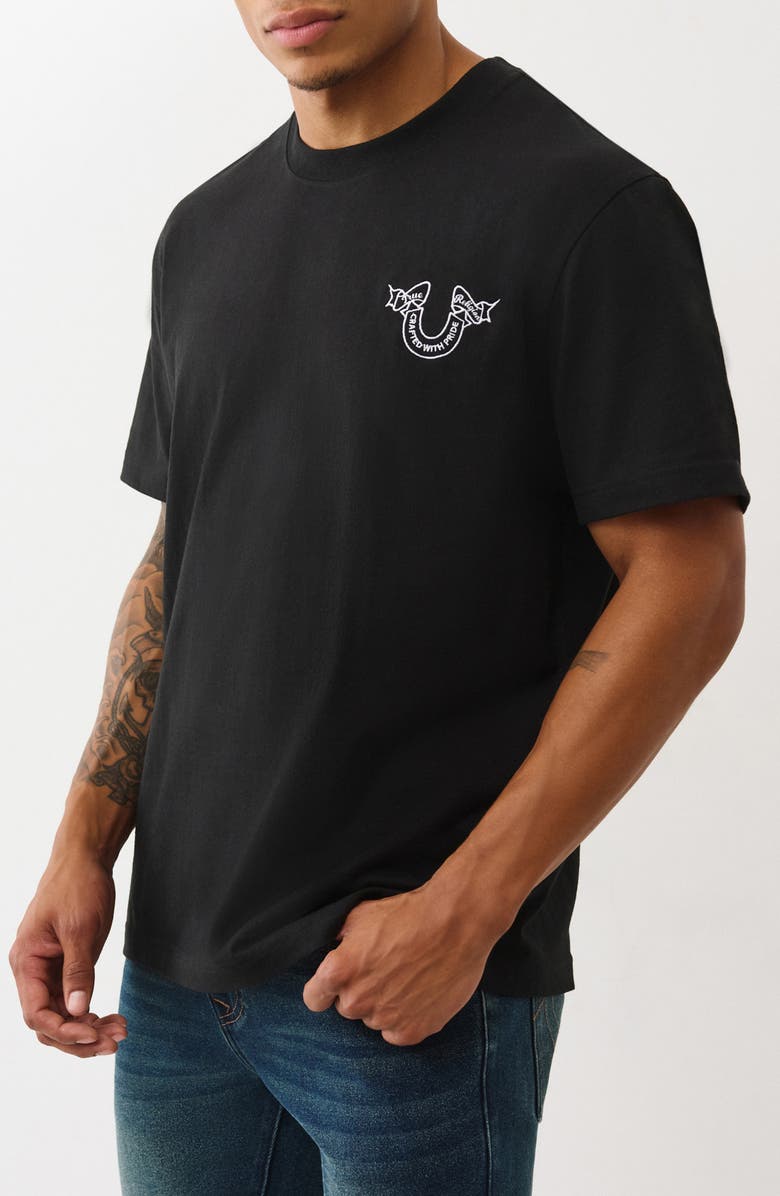 True Religion Heavy Ribbon Cotton T-Shirt, Alternate, color, Jet Black