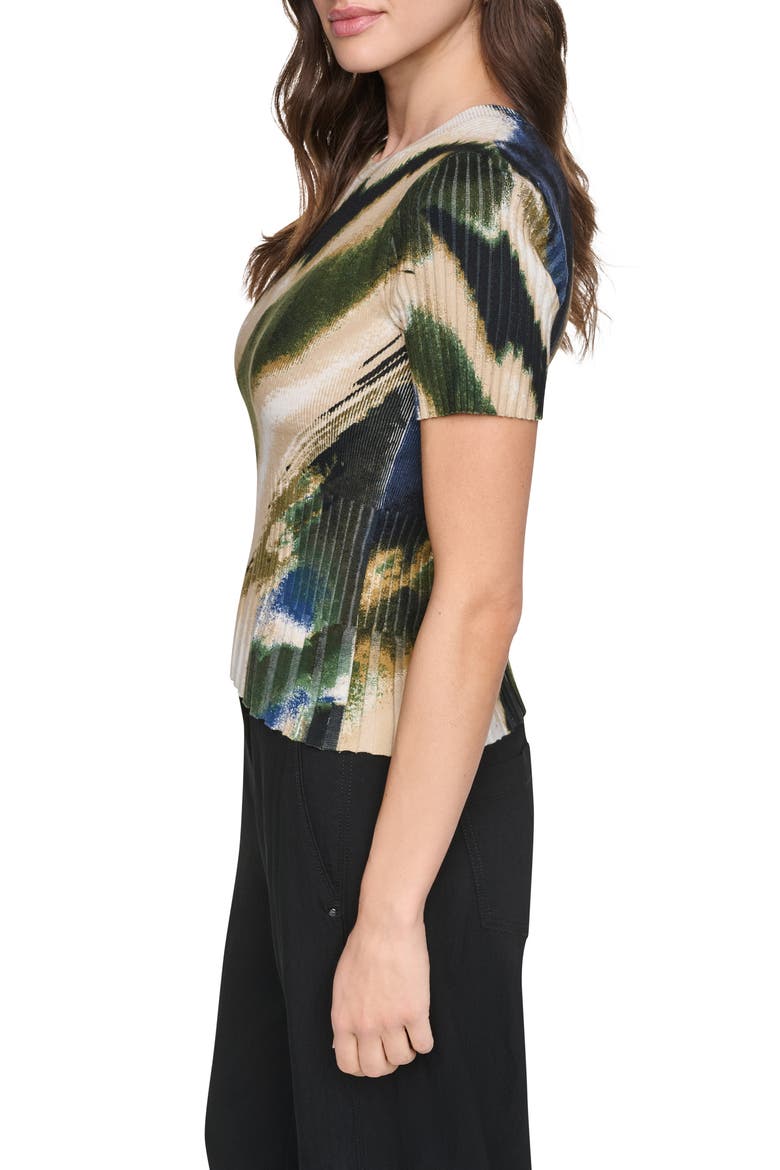 Print Mixed Rib Sweater, Alternate, color, BRUSHED RIVERSIDE