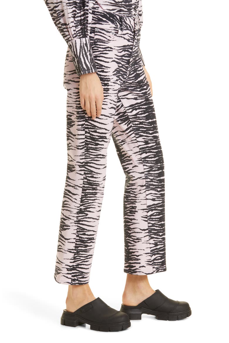 Betzy Tiger Stripe Kick Flare Stretch Organic Cotton Jeans, Alternate, color, TIGER STRIPE LIGHT LILAC